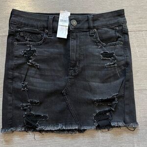 American Eagle Outfitters Charcoal Distressed Mini Skirt
